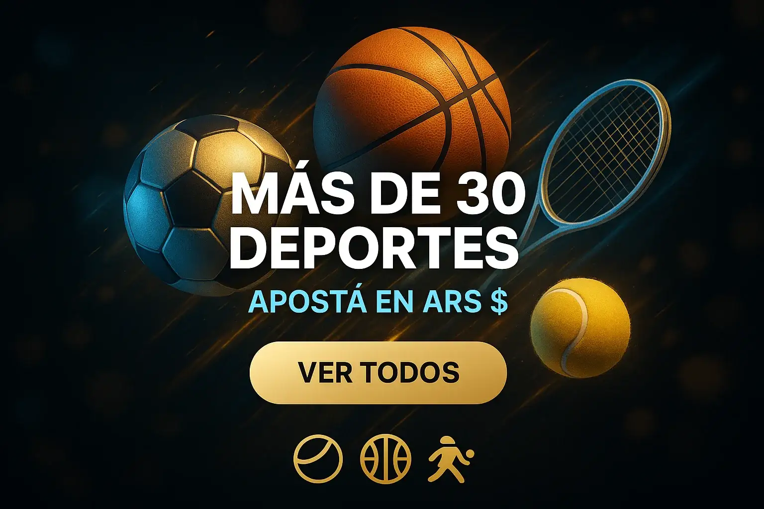 Banner casino de deportes, vos apostá en ARS $, botón Ver Todos