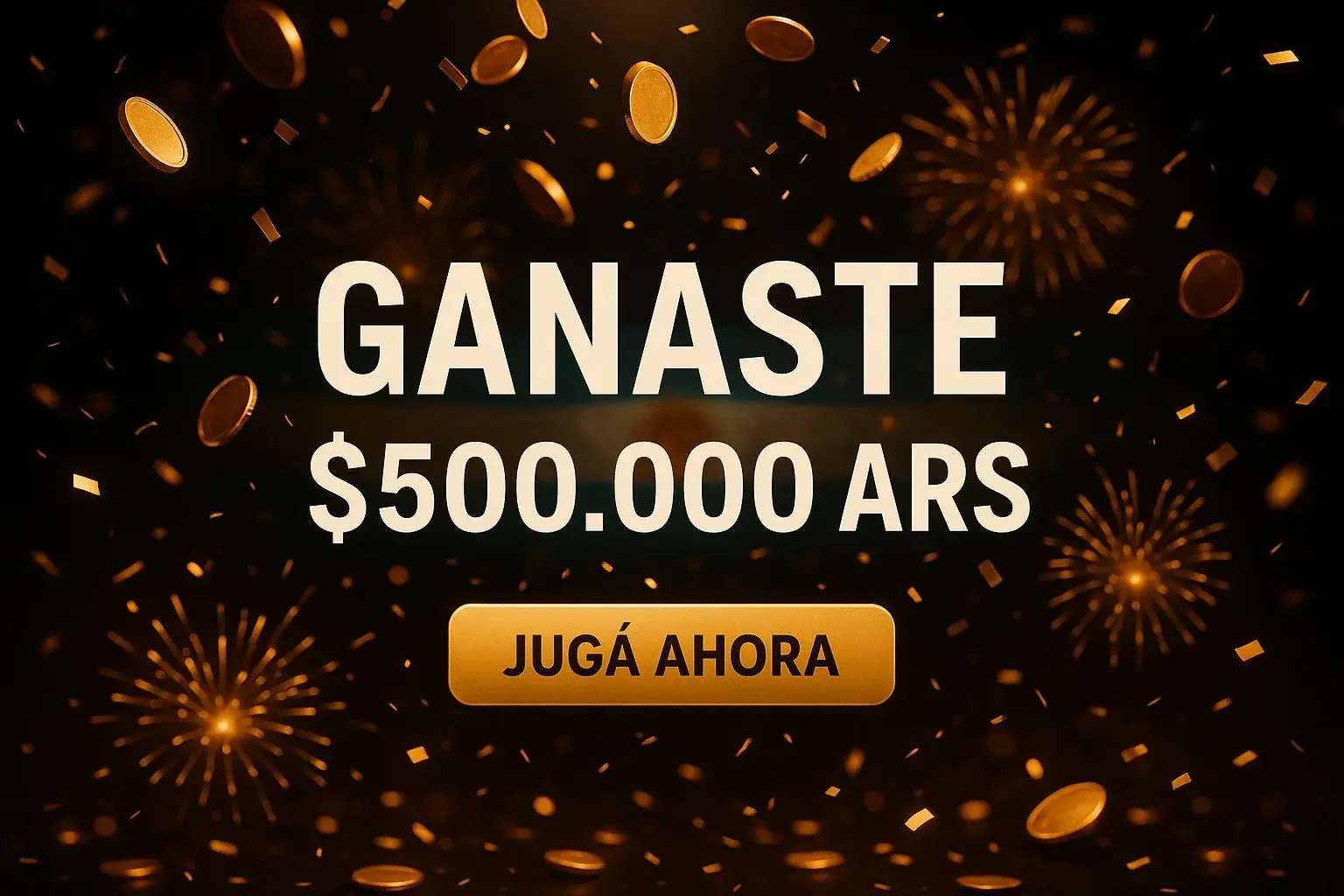 Banner casino premium: ganaste $500.000 ARS, jugá ahora, monedas y fuegos artificiales